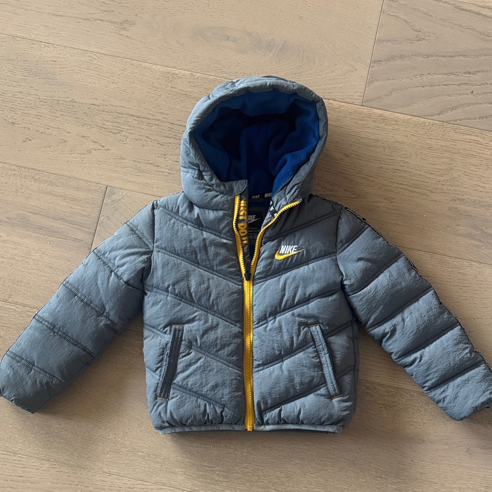 Nike Gray Jacket with Yellow Trim and Blue Lining